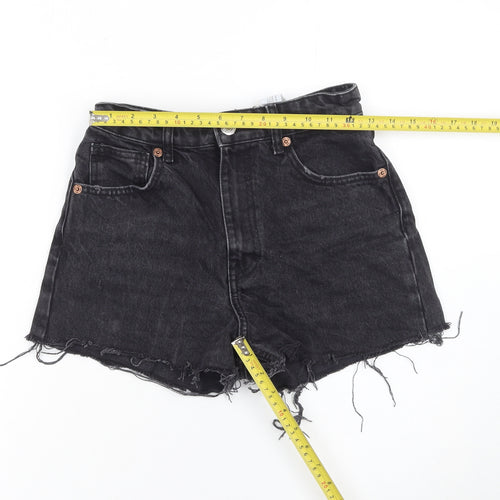 Zara Women Black Denim High Rise Cut-Off Shorts Size 8