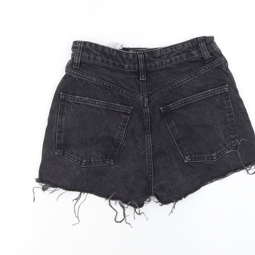Zara Women Black Denim High Rise Cut-Off Shorts Size 8