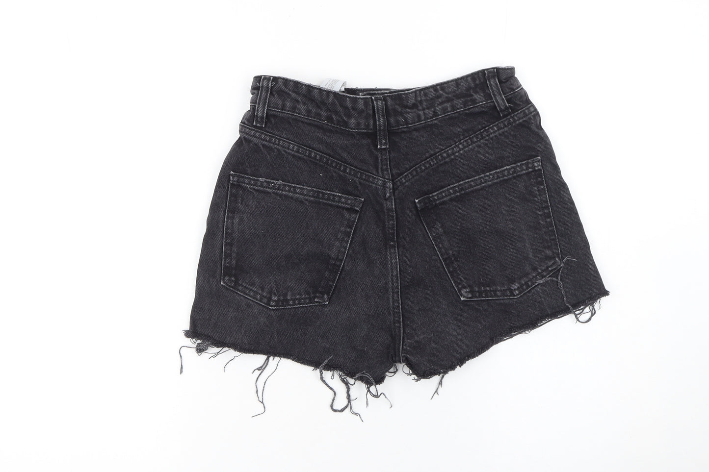 Zara Women Black Denim High Rise Cut-Off Shorts Size 8