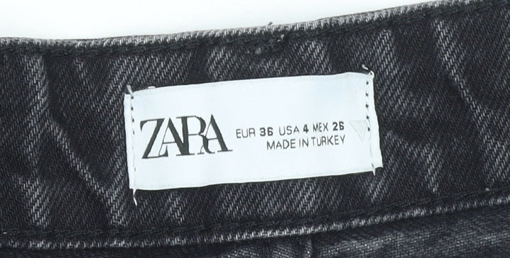 Zara Women Black Denim High Rise Cut-Off Shorts Size 8