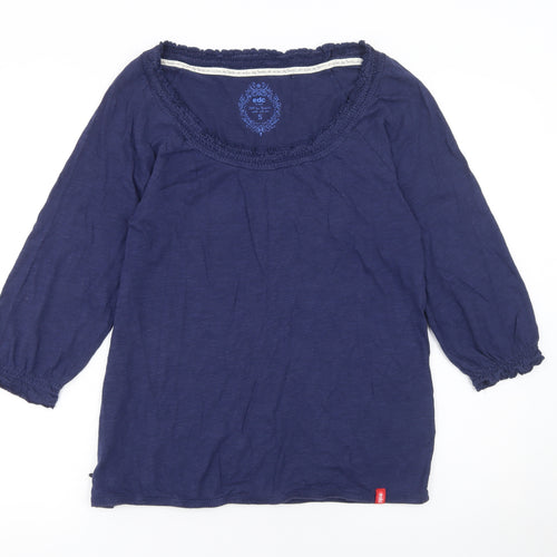 Esprit Women Blue 3/4 Sleeve Cotton Modal Blouse Size S