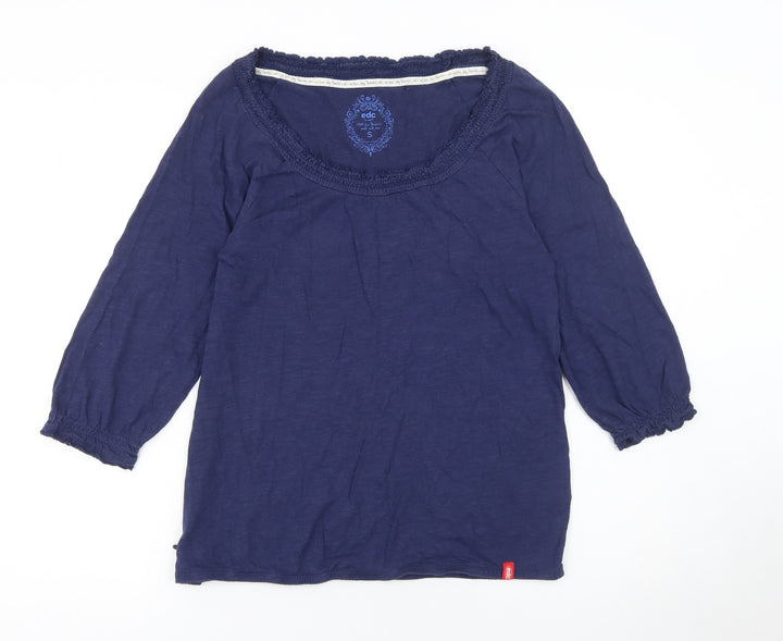 Esprit Women Blue 3/4 Sleeve Cotton Modal Blouse Size S