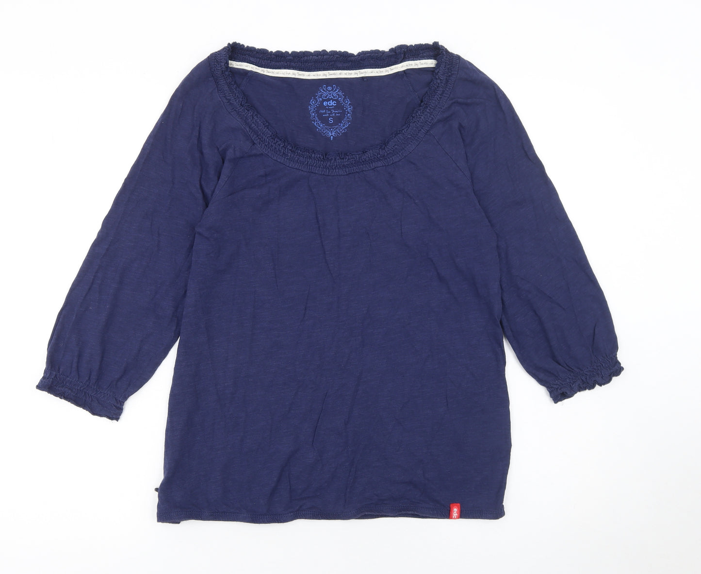 Esprit Women Blue 3/4 Sleeve Cotton Modal Blouse Size S