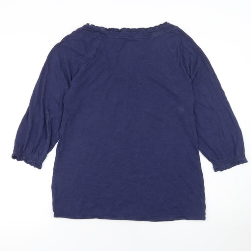 Esprit Women Blue 3/4 Sleeve Cotton Modal Blouse Size S