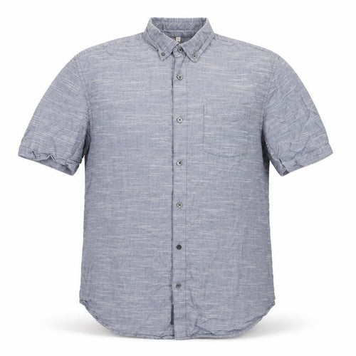 RJR John Rocha Men's Blue Cotton Short Sleeve Button-Up Shirt L