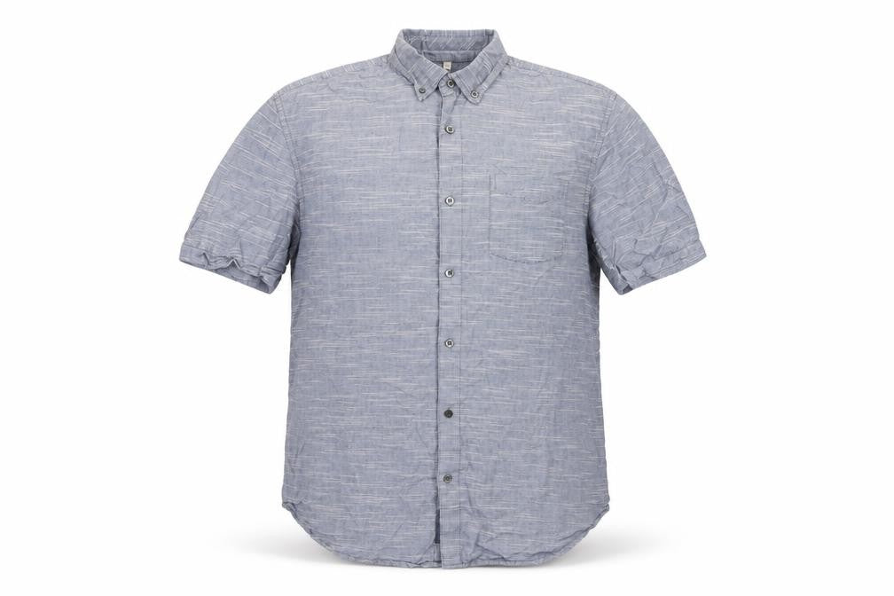 RJR John Rocha Men's Blue Cotton Short Sleeve Button-Up Shirt L