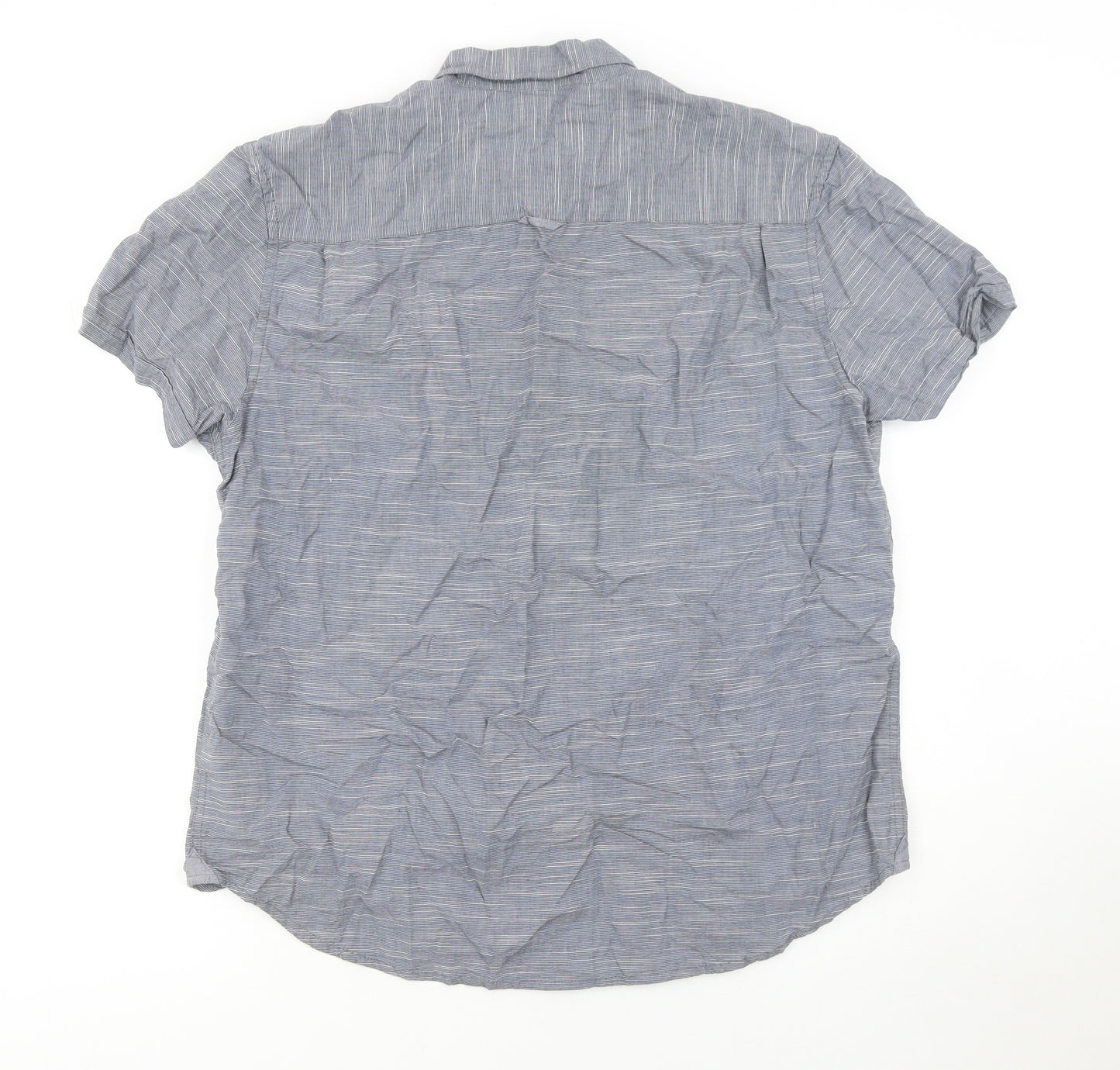 RJR John Rocha Men's Blue Cotton Short Sleeve Button-Up Shirt L