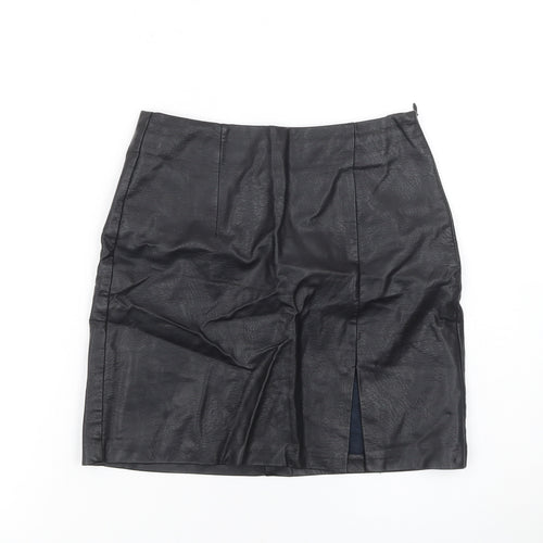 Stradivarius Women's Black Faux Leather Pencil Skirt Size 6