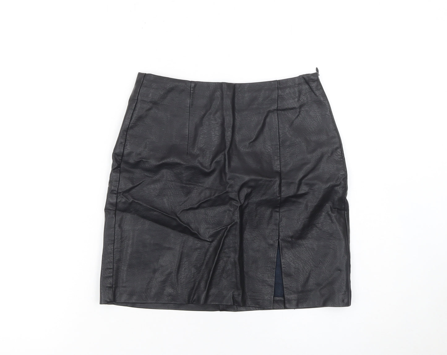 Stradivarius Women's Black Faux Leather Pencil Skirt Size 6