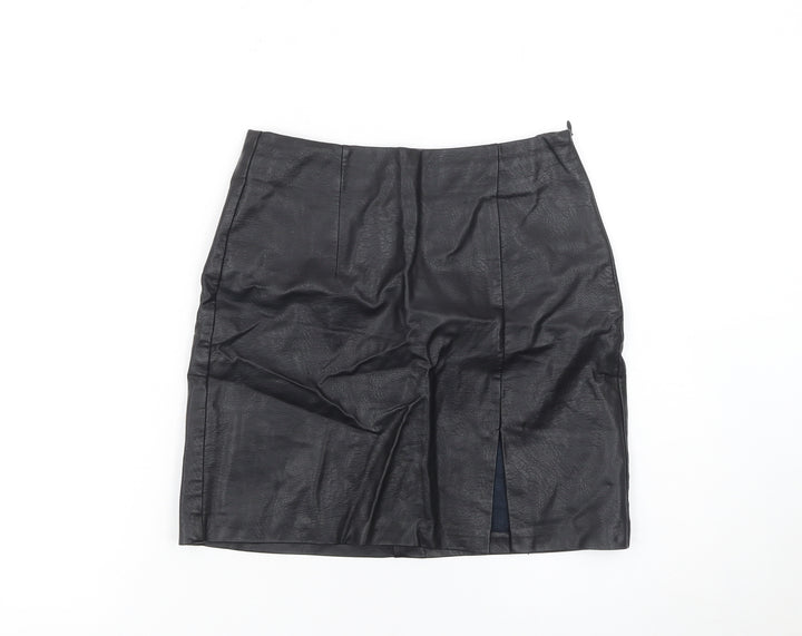 Stradivarius Women's Black Faux Leather Pencil Skirt Size 6