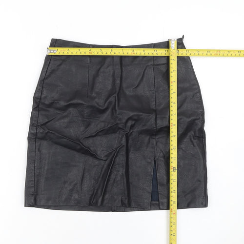 Stradivarius Women's Black Faux Leather Pencil Skirt Size 6