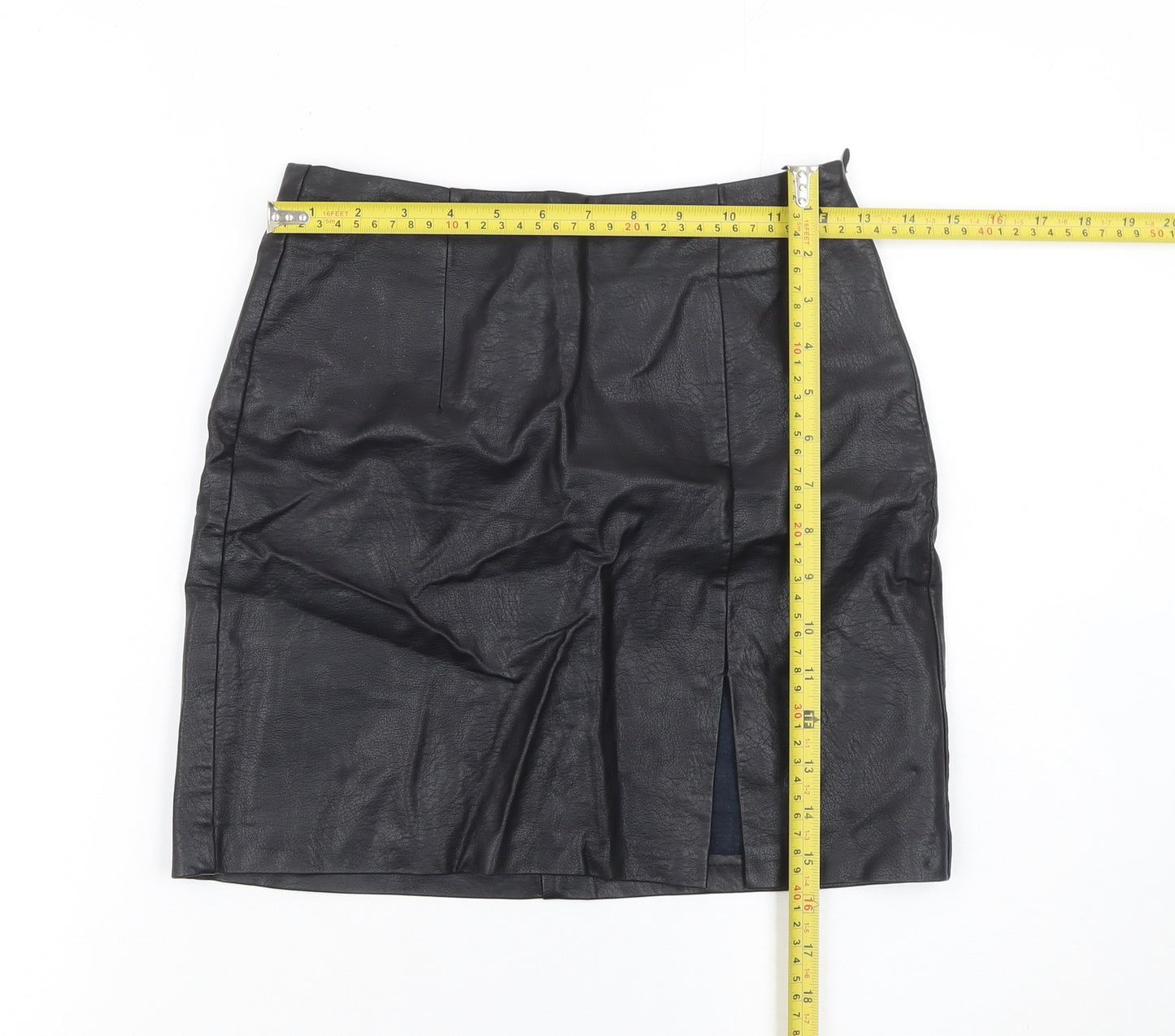 Stradivarius Women's Black Faux Leather Pencil Skirt Size 6
