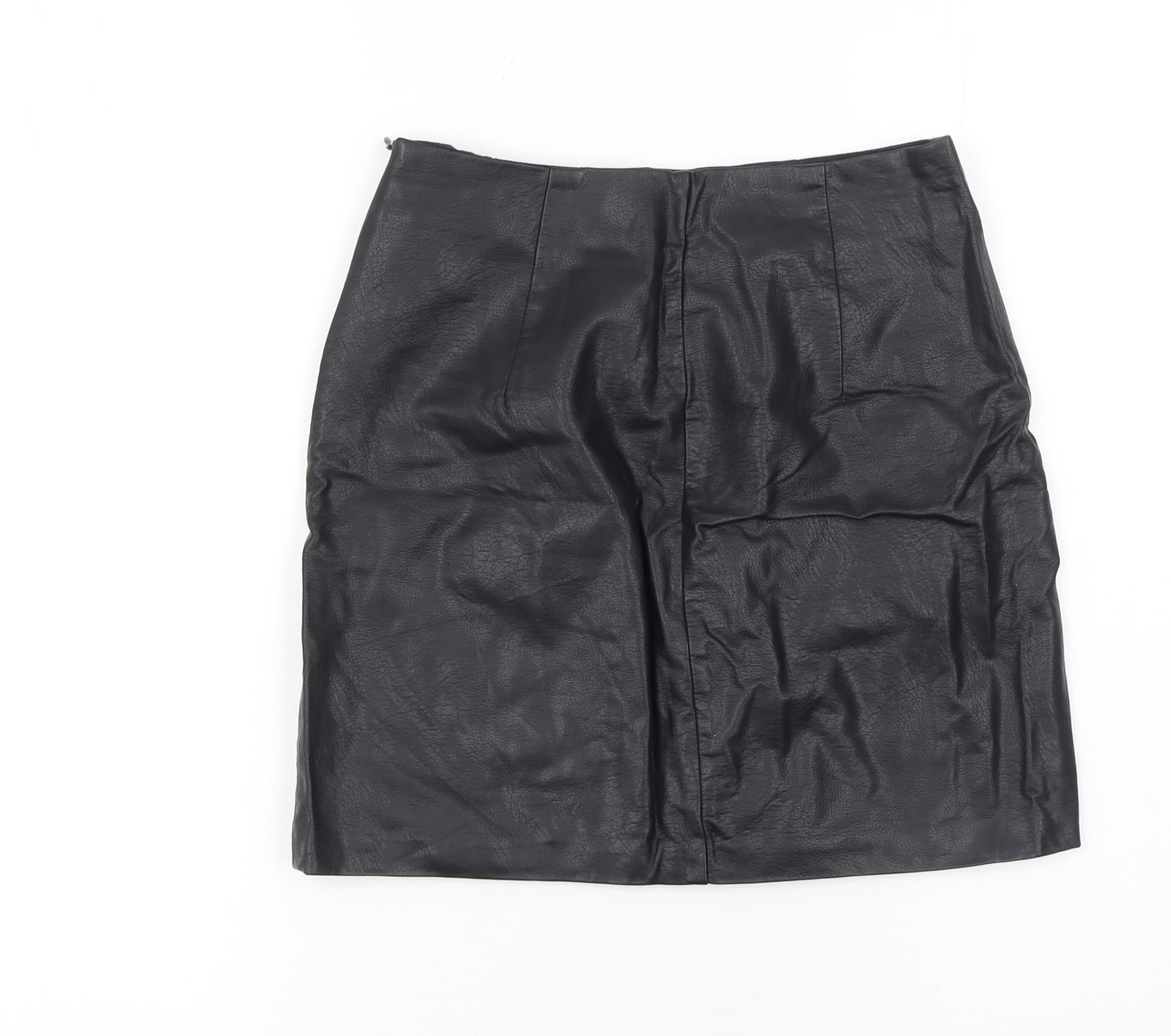 Stradivarius Women's Black Faux Leather Pencil Skirt Size 6
