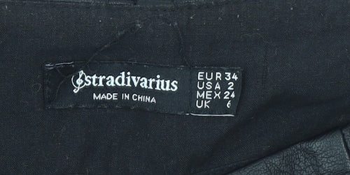 Stradivarius Women's Black Faux Leather Pencil Skirt Size 6