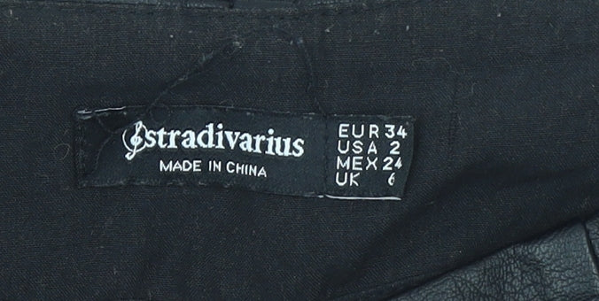 Stradivarius Women's Black Faux Leather Pencil Skirt Size 6