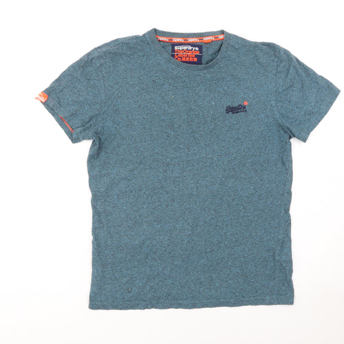 Superdry Men's Blue Small Slim Fit Crew Neck Cotton T-Shirt