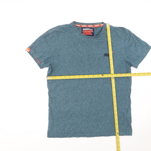 Superdry Men's Blue Small Slim Fit Crew Neck Cotton T-Shirt