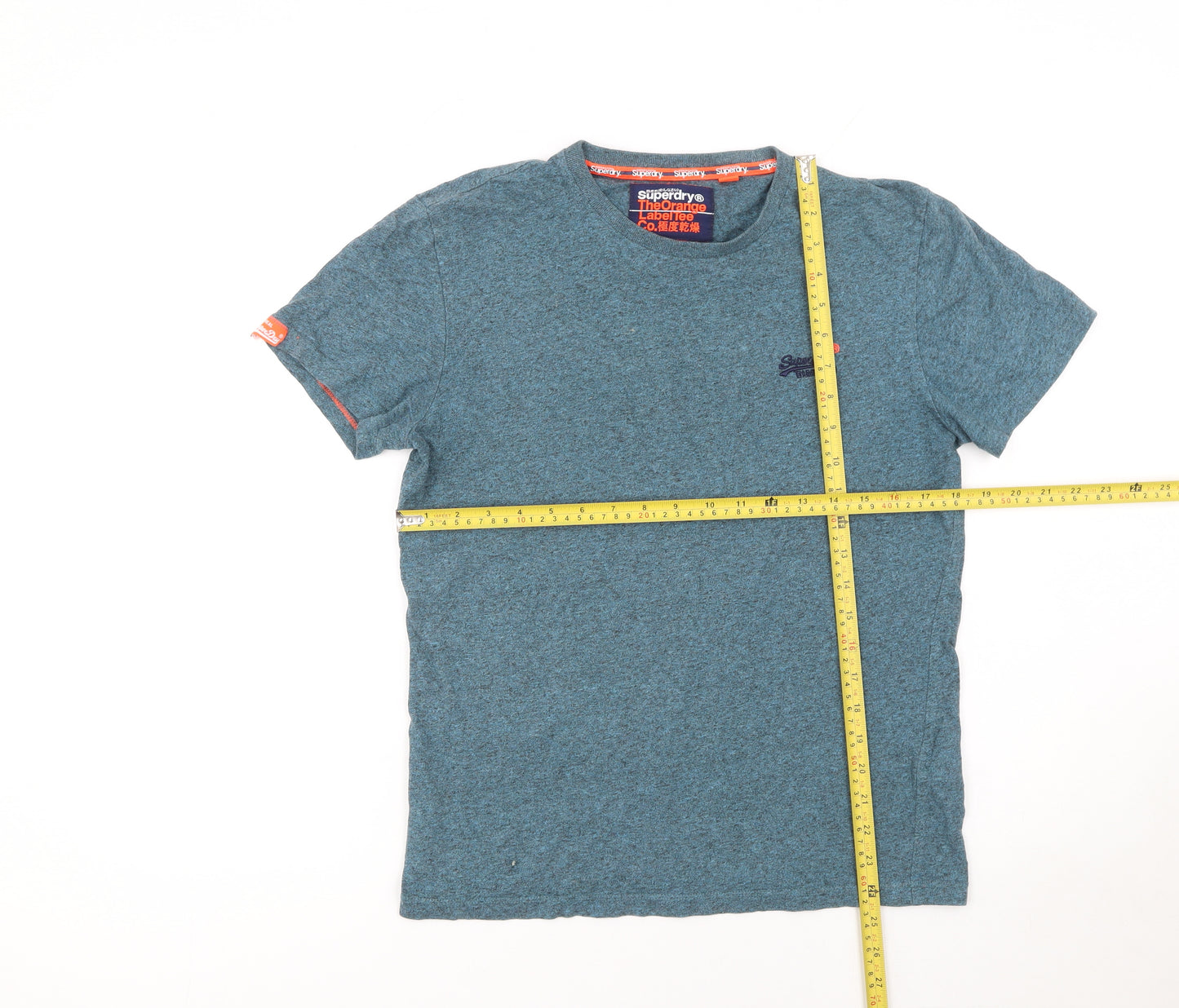 Superdry Men's Blue Small Slim Fit Crew Neck Cotton T-Shirt