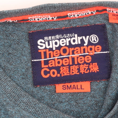 Superdry Men's Blue Small Slim Fit Crew Neck Cotton T-Shirt