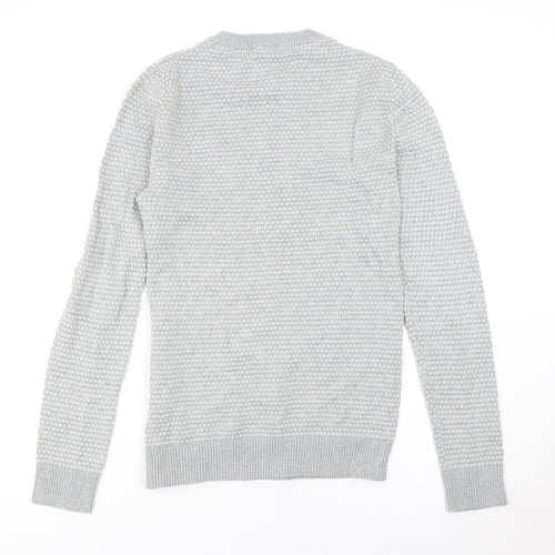 Jack & Jones Men's Grey Cotton Knit Jumper Size S Crew Neck
