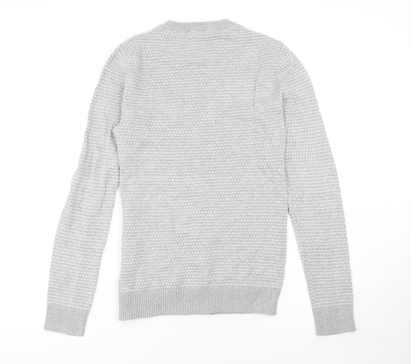 Jack & Jones Men's Grey Cotton Knit Jumper Size S Crew Neck