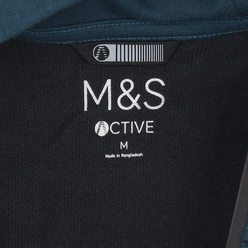 Marks and Spencer Men's Blue Full Zip Hoodie M Fleece Lightweight