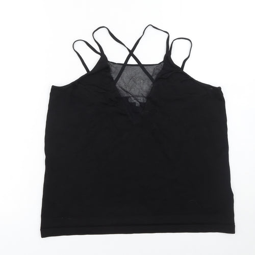 Reiss Women’s Black Camisole Top L Viscose Slim Knit Spaghetti Straps