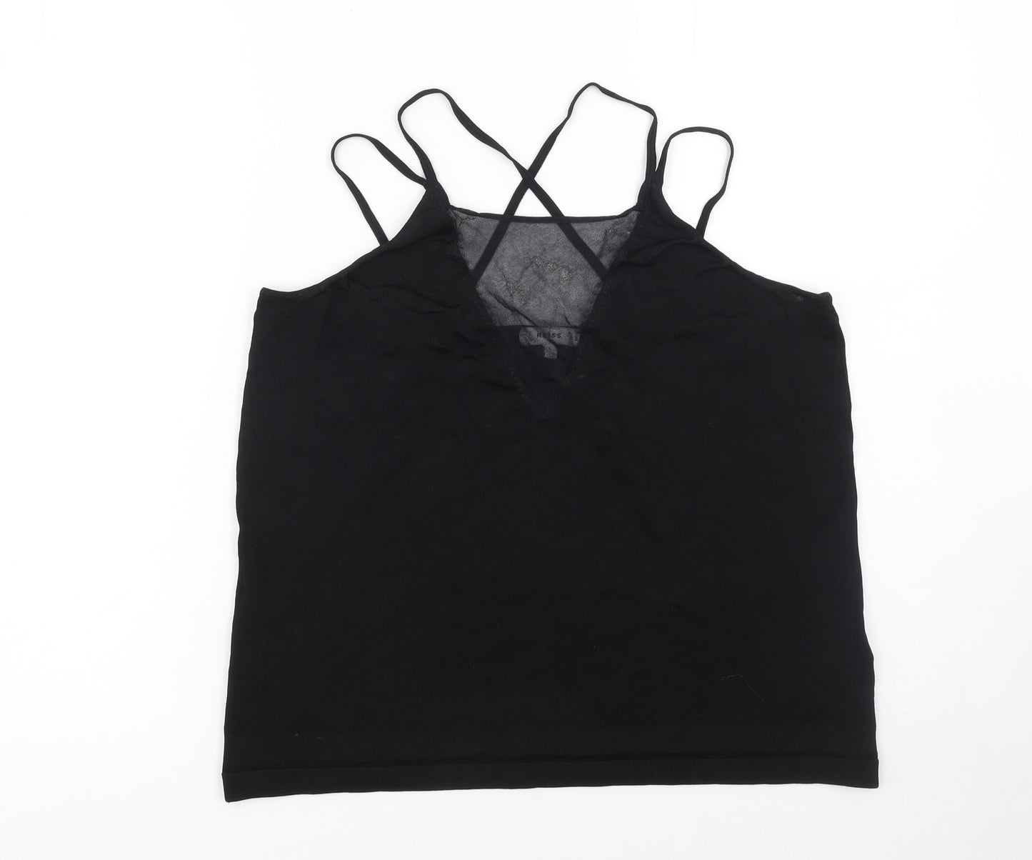 Reiss Women’s Black Camisole Top L Viscose Slim Knit Spaghetti Straps