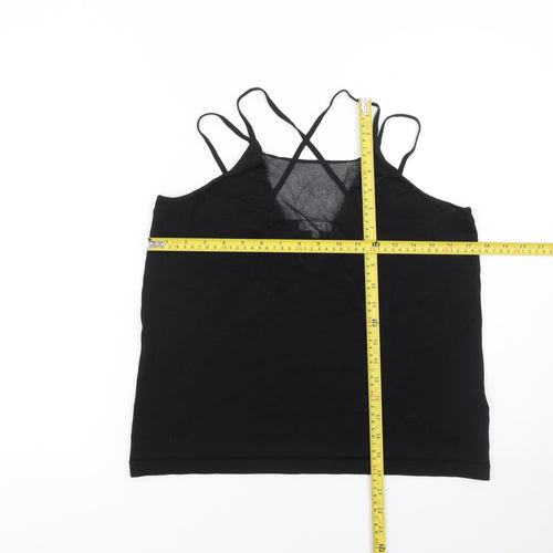 Reiss Women’s Black Camisole Top L Viscose Slim Knit Spaghetti Straps