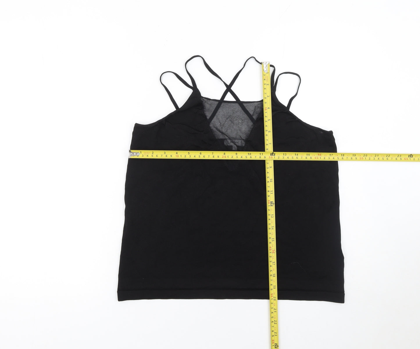 Reiss Women’s Black Camisole Top L Viscose Slim Knit Spaghetti Straps