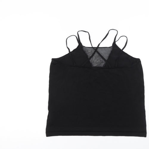 Reiss Women’s Black Camisole Top L Viscose Slim Knit Spaghetti Straps