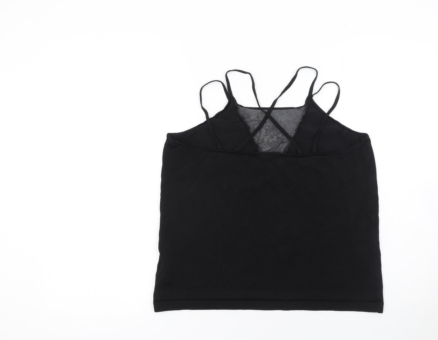 Reiss Women’s Black Camisole Top L Viscose Slim Knit Spaghetti Straps