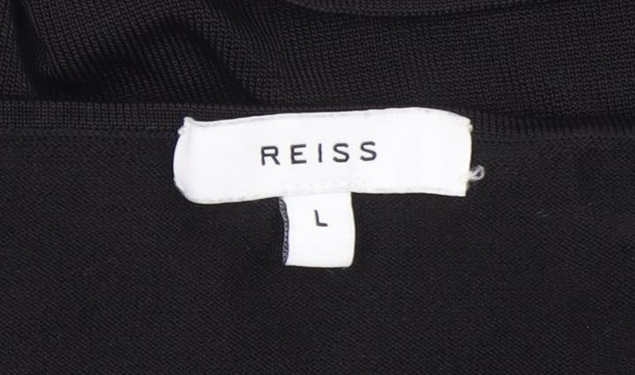 Reiss Women’s Black Camisole Top L Viscose Slim Knit Spaghetti Straps