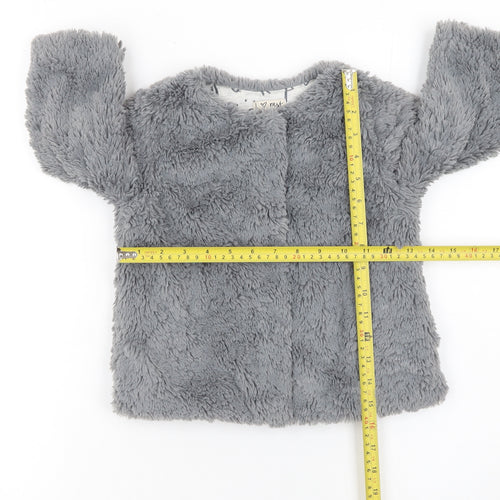 Next Baby Girls Grey Faux Fur Coat 12-18 Months Lined Winter Jacket