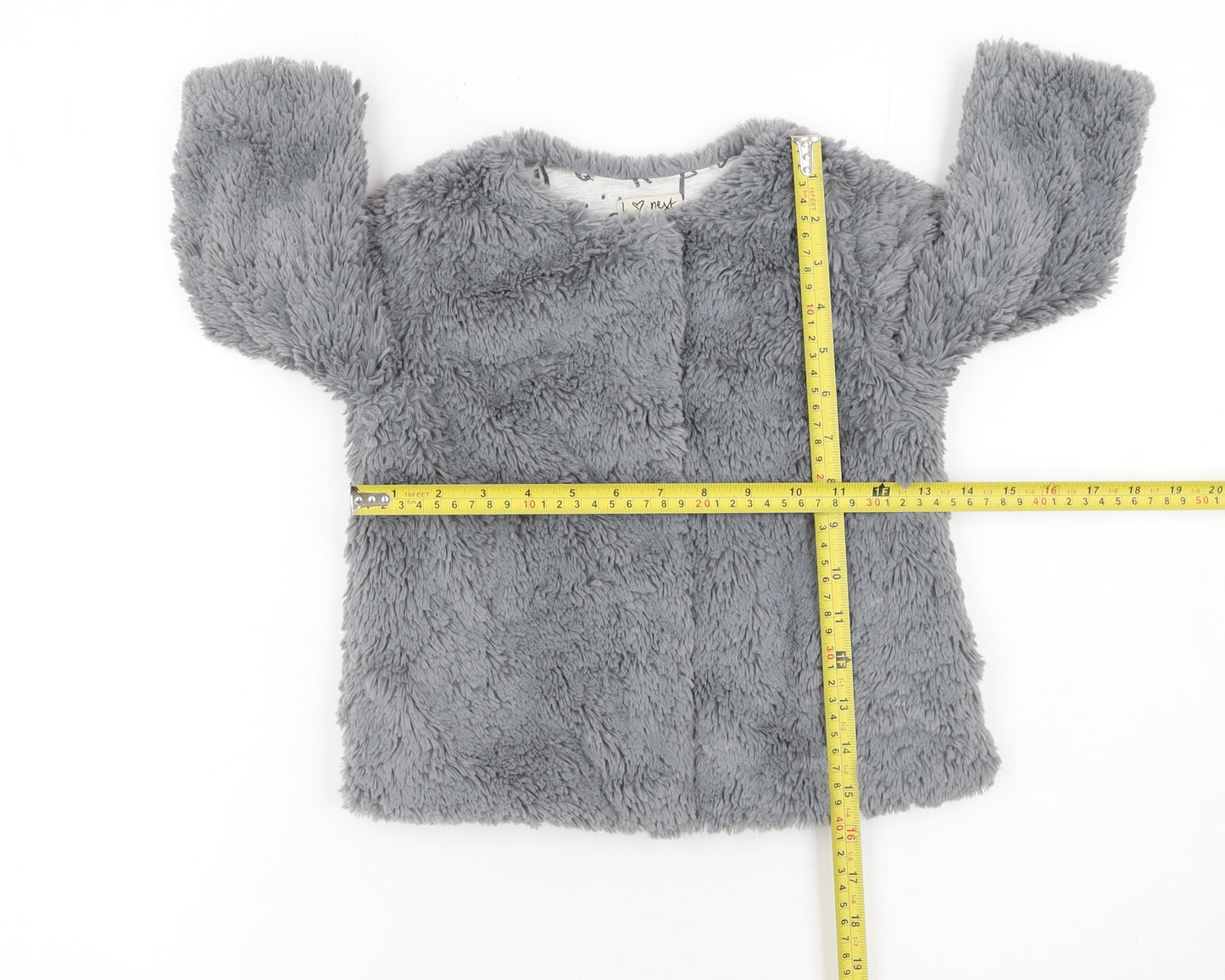 Next Baby Girls Grey Faux Fur Coat 12-18 Months Lined Winter Jacket