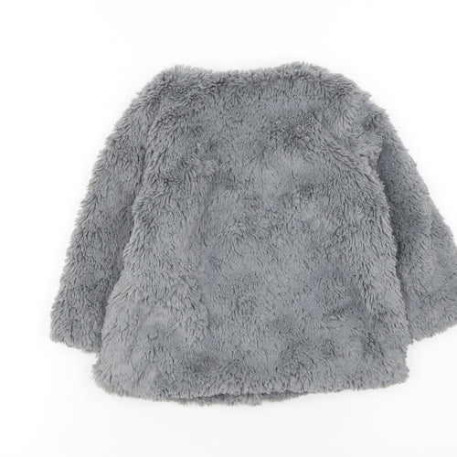 Next Baby Girls Grey Faux Fur Coat 12-18 Months Lined Winter Jacket