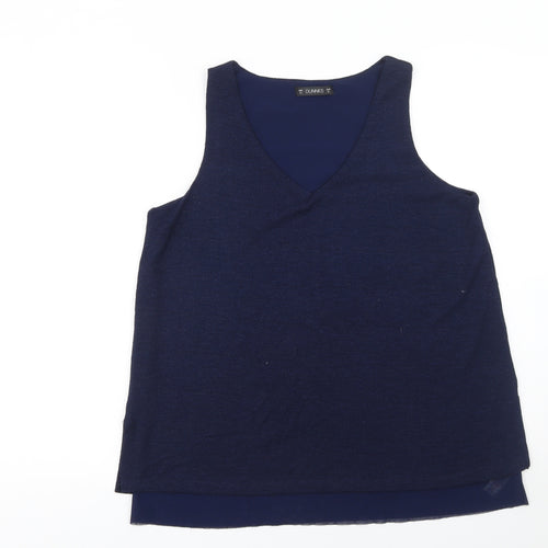 Dunnes Women Blue V-Neck Sleeveless Tank Top Size M