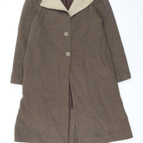 Kate + Pippa Women Brown Wool Blend Long Overcoat Size 12