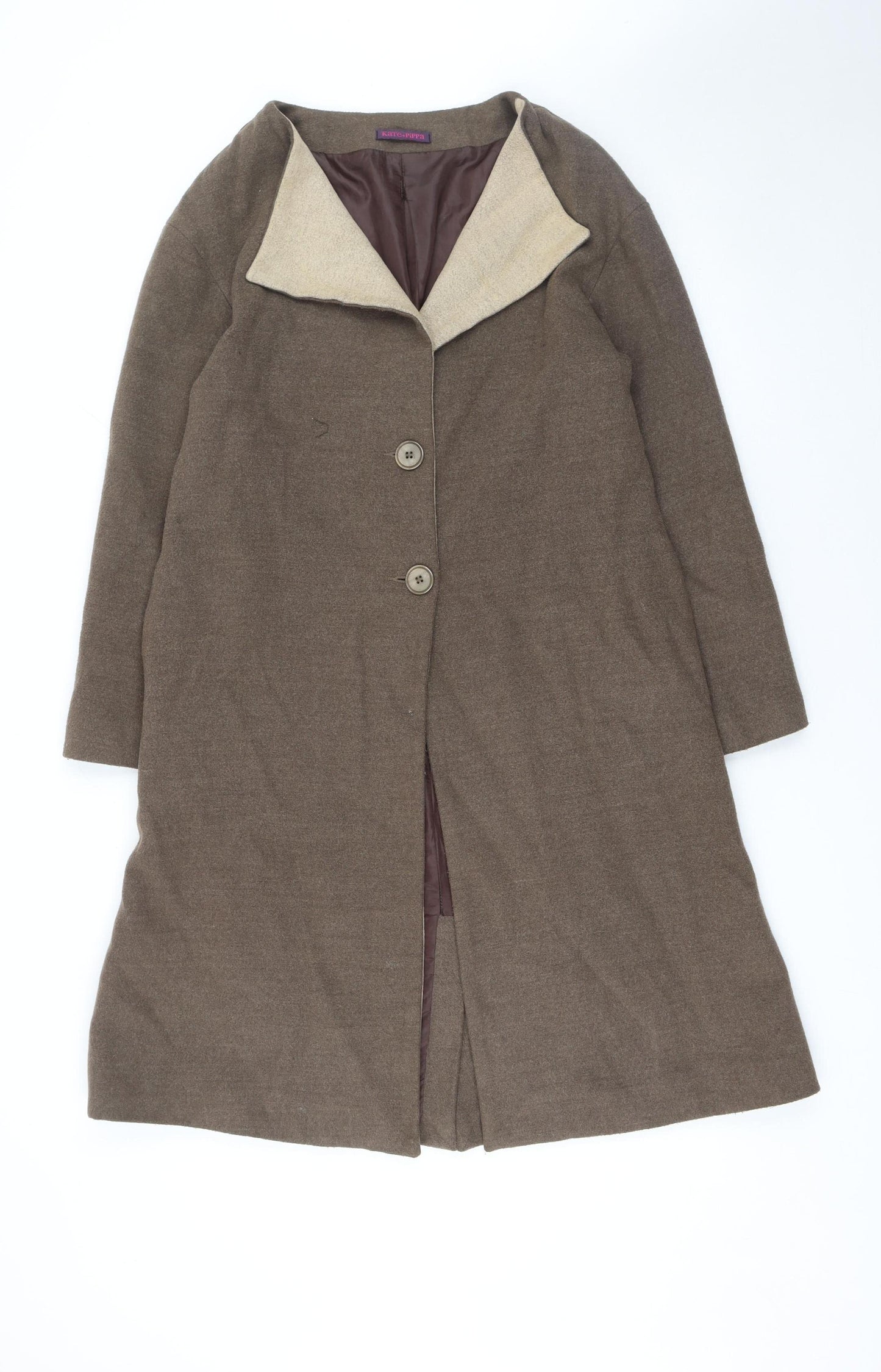 Kate + Pippa Women Brown Wool Blend Long Overcoat Size 12