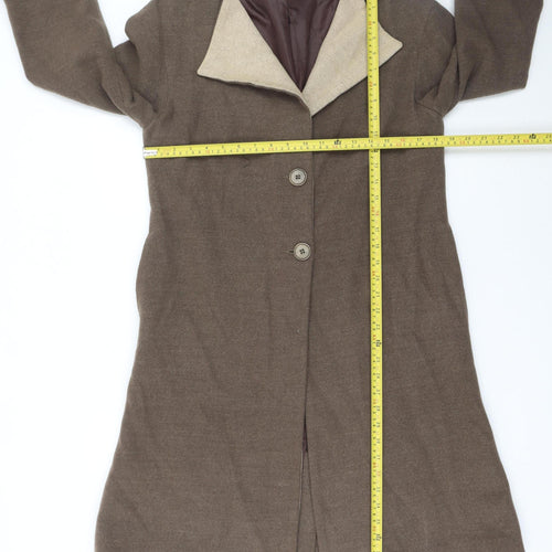 Kate + Pippa Women Brown Wool Blend Long Overcoat Size 12