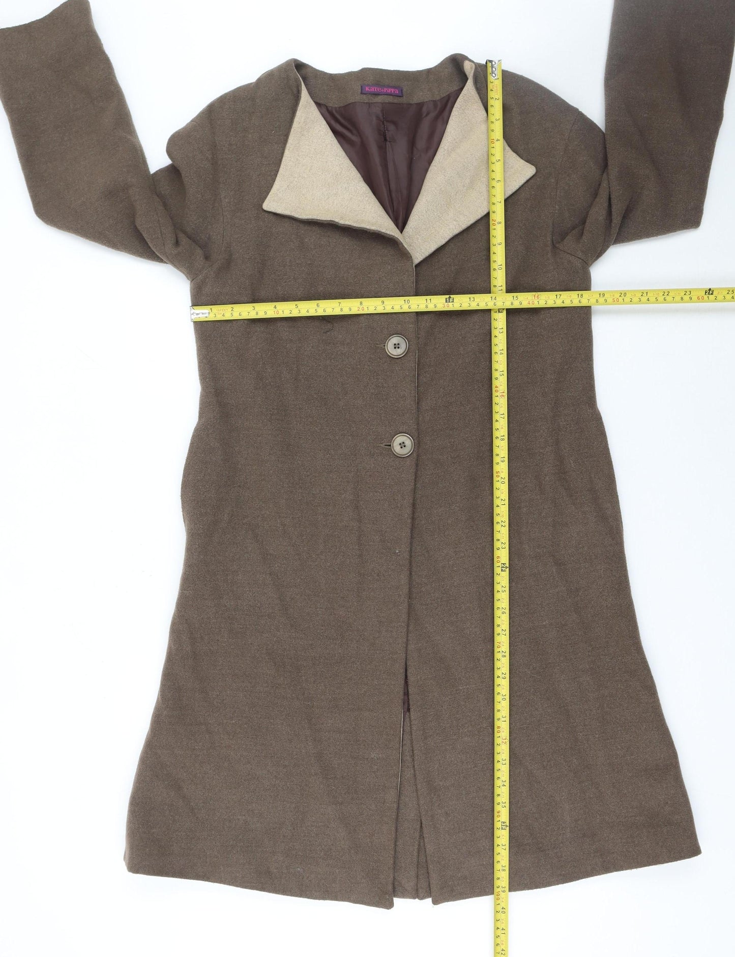 Kate + Pippa Women Brown Wool Blend Long Overcoat Size 12