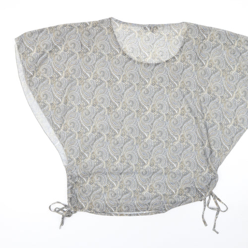 Stella Morgan Womens Grey Paisley Tunic Blouse Size 12 Short Sleeve