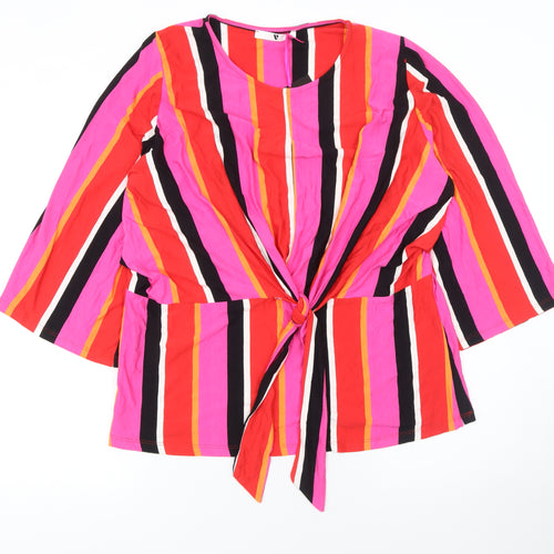 Very Women’s Multicoloured Striped Wrap Blouse UK 18 3/4 Sleeve