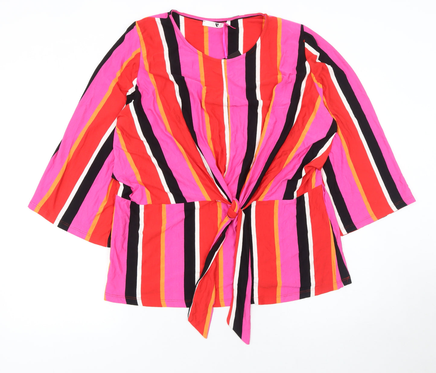 Very Women’s Multicoloured Striped Wrap Blouse UK 18 3/4 Sleeve