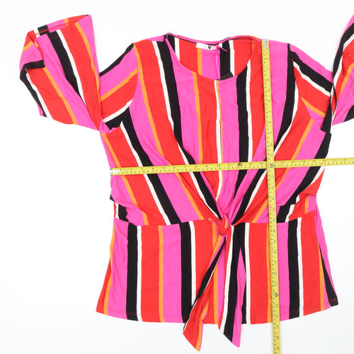 Very Women’s Multicoloured Striped Wrap Blouse UK 18 3/4 Sleeve