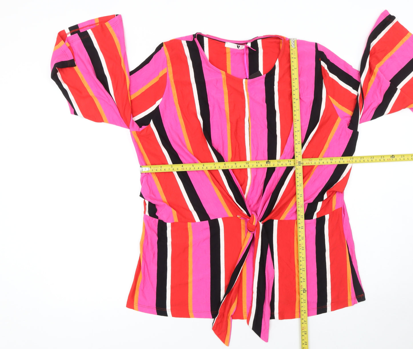 Very Women’s Multicoloured Striped Wrap Blouse UK 18 3/4 Sleeve