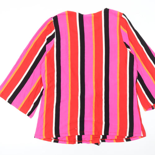 Very Women’s Multicoloured Striped Wrap Blouse UK 18 3/4 Sleeve