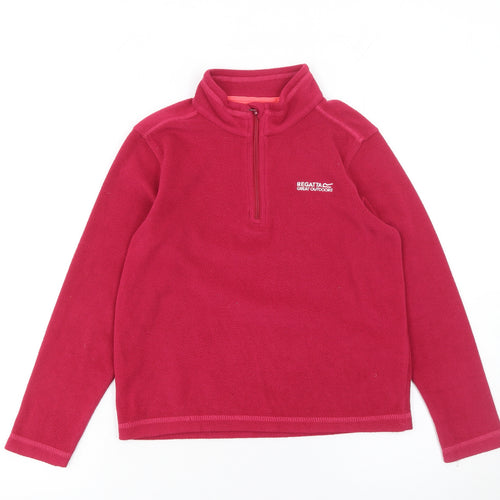 Regatta Girls Red Fleece 1/2 Zip Pullover Sweatshirt 9-10 Years