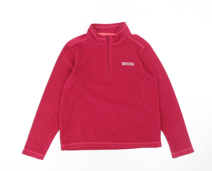 Regatta Girls Red Fleece 1/2 Zip Pullover Sweatshirt 9-10 Years