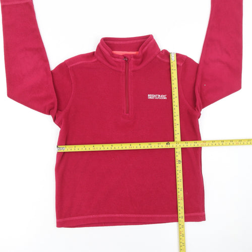Regatta Girls Red Fleece 1/2 Zip Pullover Sweatshirt 9-10 Years